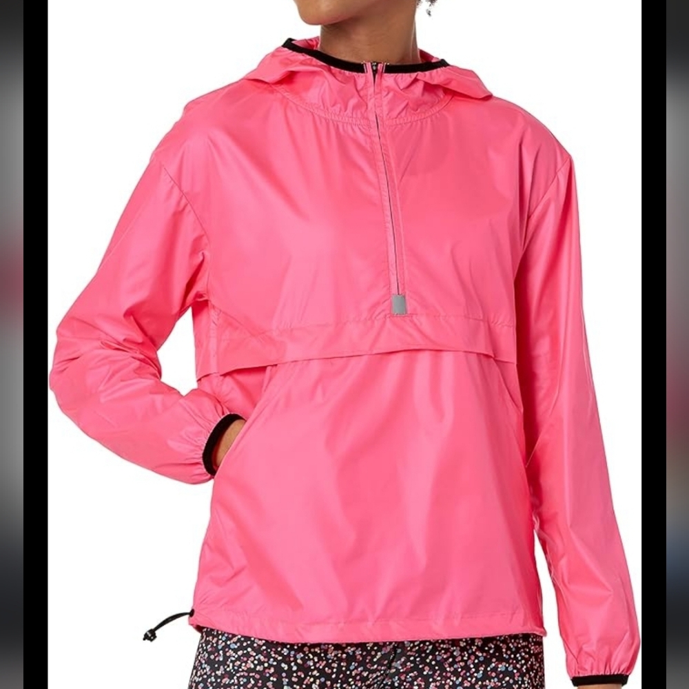 Amazon Essentials Neon Pink Water Resistant Hooded Pullover Size Small
